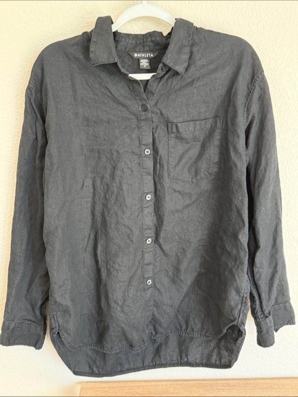 Athleta Black Long-Sleeve Button Front Shirt